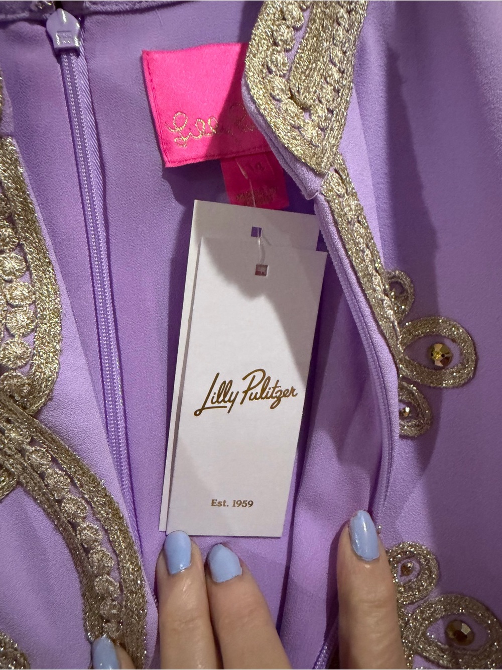Lilly Pulitzer Lavender Maxi Dress with Gold Embroidery - Picture 4 of 5